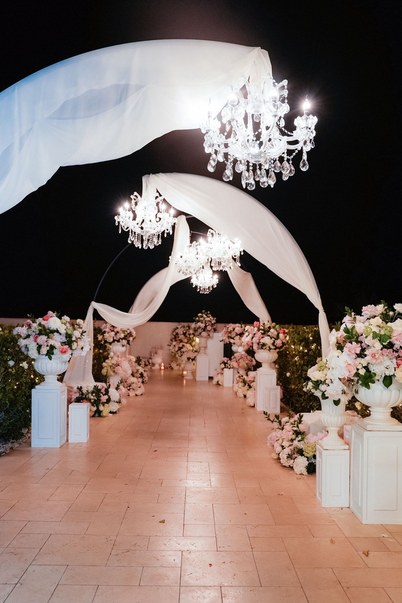 The ceremony aisle at night